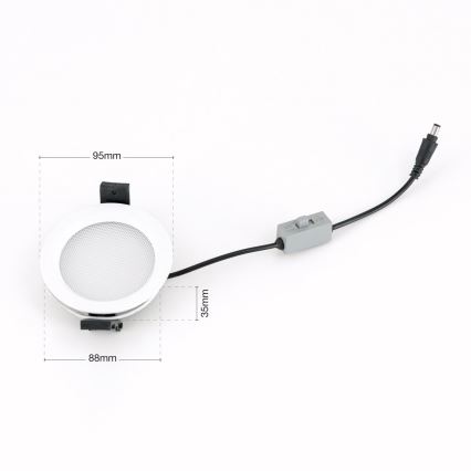 Plafoniera da incasso per bagno LED dimmerabile OFFICE, 10W, 230V, 3000/4000/6000K, Ø 9,5 cm, UGR19, IP44, bianco