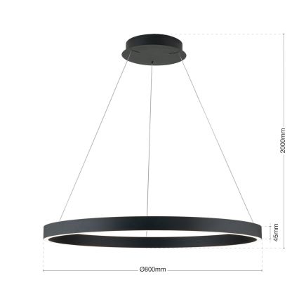 Lampada a sospensione LED dimmerabile su cavo KOLK LED/80W/230V 2700/3000/4000K Ø 80 cm nero