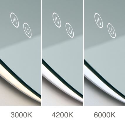 LED Specchio da parete riscaldato per bagno con retroilluminazione FOCUS LED/27W/230V 3000/4200/6000K Ø 80 cm IP44
