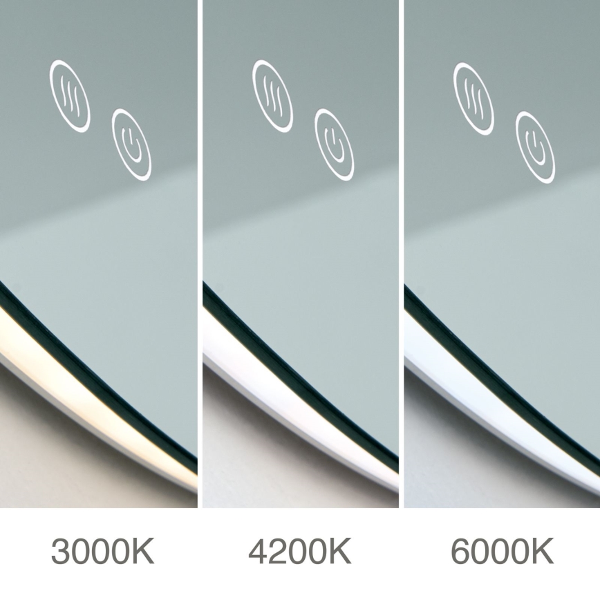 LED Specchio da parete riscaldato per bagno con retroilluminazione FOCUS LED/27W/230V 3000/4200/6000K Ø 80 cm IP44