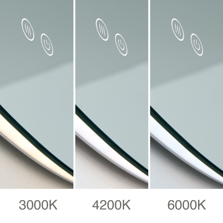 Specchio riscaldato a parete per bagno con retroilluminazione LED FOCUS LED/30W/230V 3000/4200/6000K diam. 100 cm IP44