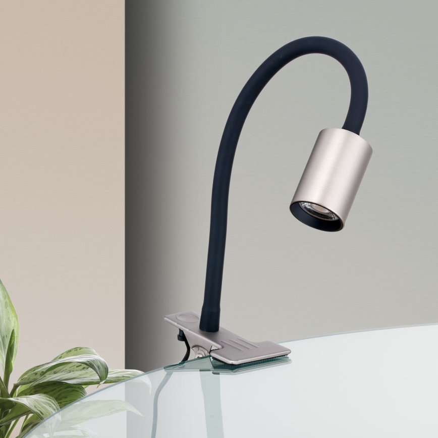 LED Lampada da tavolo flessibile con clip KURT LED/5W/230V argento