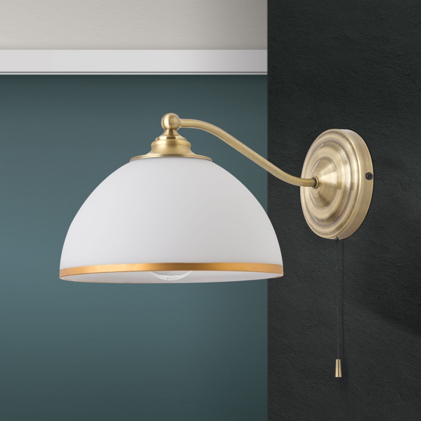 Applique OLD LAMP 1xE27/40W/230V bianco/ottone