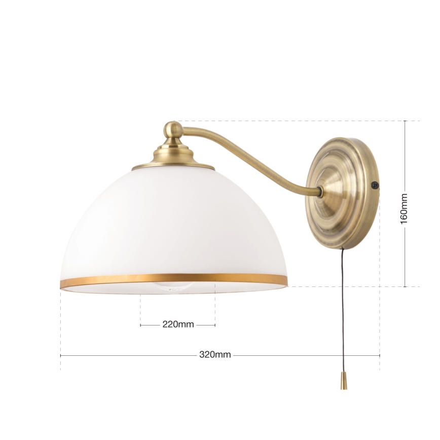 Applique OLD LAMP 1xE27/40W/230V bianco/ottone