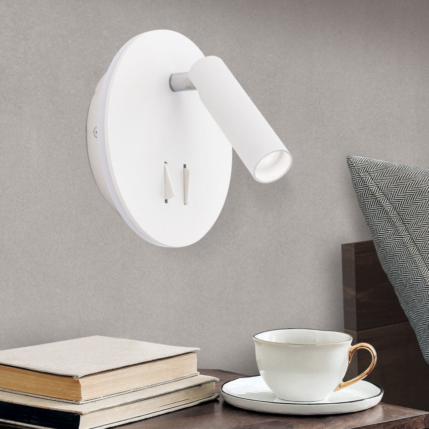 Luce Spot da parete a LED LENNY LED/6W/230V + LED/3W bianco