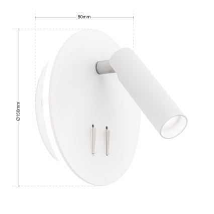 Luce Spot da parete a LED LENNY LED/6W/230V + LED/3W bianco