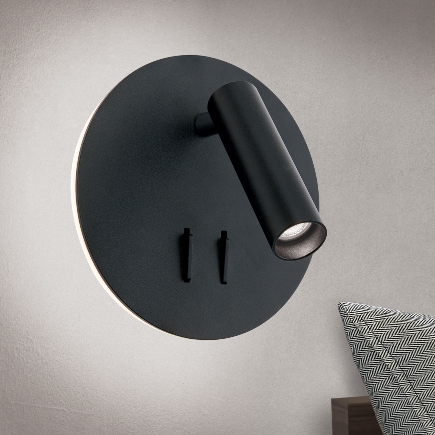 Luce Spot da parete a LED LENNY LED/6W/230V + LED/3W nero