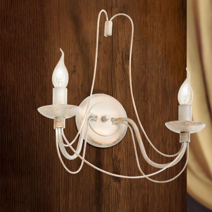 Applique VELA 2xE14/40W/230V bianco/oro/patina