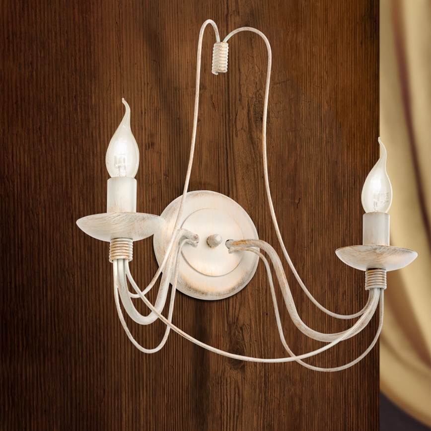 Applique VELA 2xE14/40W/230V bianco/oro/patina