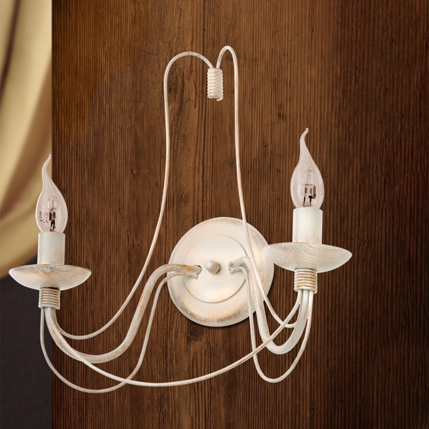 Applique VELA 2xE14/40W/230V bianco/oro/patina