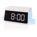 Orologio a sveglia con display LCD e senza fili caricatore 15W/5V 1xCR2032 bianco