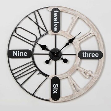 Orologio da parete 1xAA diametro 60 cm nero/bianco patinato