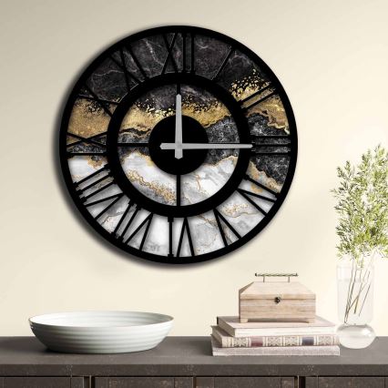 Orologio da parete 50 cm 1xAA nero/oro/grigio