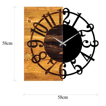 Orologio da parete 58x58 cm 1xAA legno/metallo