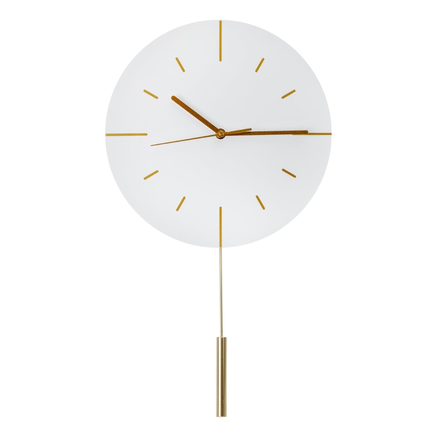 Orologio da parete a pendolo diametro 30 cm 1xAA bianco/oro