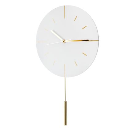 Orologio da parete a pendolo diametro 30 cm 1xAA bianco/oro
