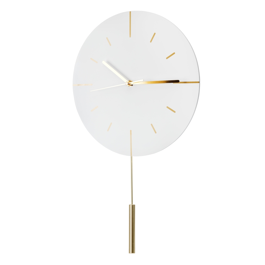 Orologio da parete a pendolo diametro 30 cm 1xAA bianco/oro