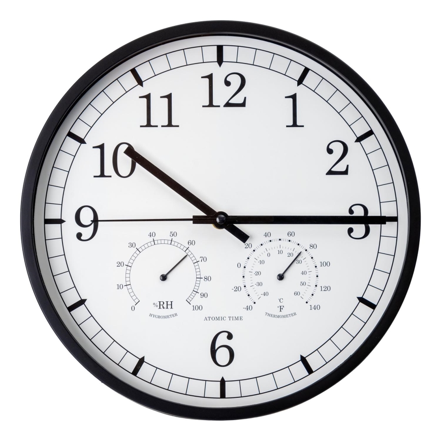 Orologio da parete con termometro e misuratore di umidità diametro 30 cm 1xAA nero/bianco