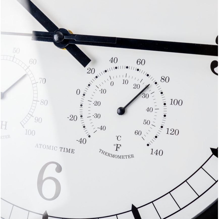Orologio da parete con termometro e misuratore di umidità diametro 30 cm 1xAA nero/bianco