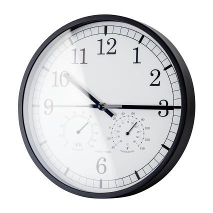 Orologio da parete con termometro e misuratore di umidità diametro 30 cm 1xAA nero/bianco