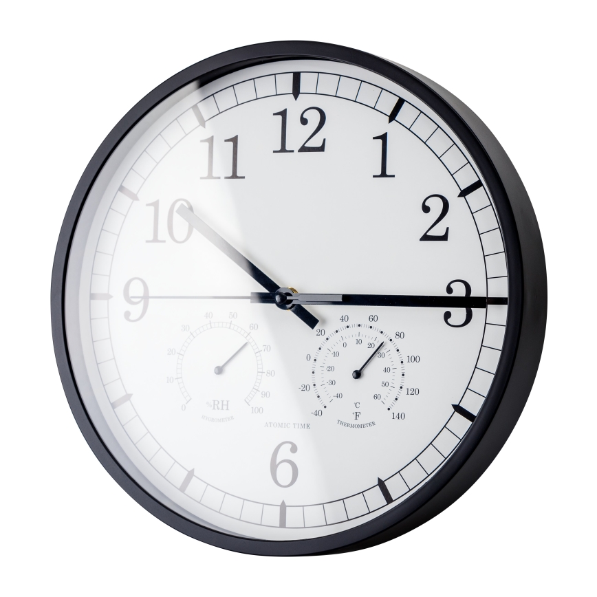 Orologio da parete con termometro e misuratore di umidità diametro 30 cm 1xAA nero/bianco