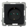 Ospel - Presa a parete Schuko 230V SONATA senza cornice, nera