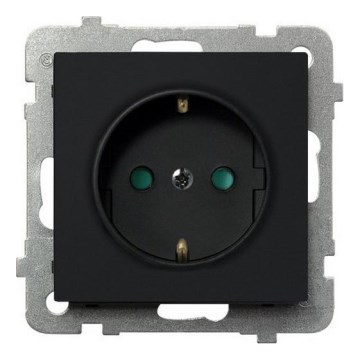 Ospel - Presa a parete Schuko 230V SONATA senza cornice, nera
