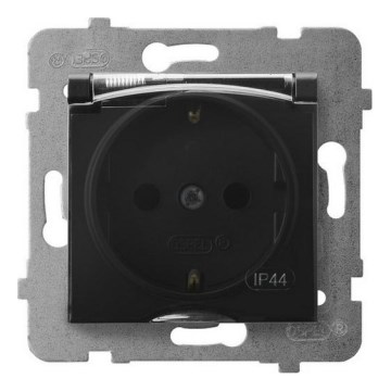 Ospel - Presa da esterno per uso domestico SCHUKO 230V ARIA IP44 senza placca, nera