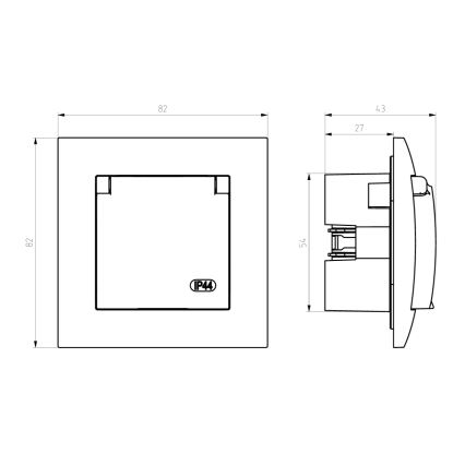 Ospel - Presa da esterno per uso domestico SCHUKO 230V ARIA IP44 senza placca, nera