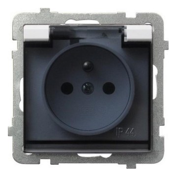 Ospel - Presa da esterno per uso domestico senza cornice 230V SONATA IP44 bianco/nero