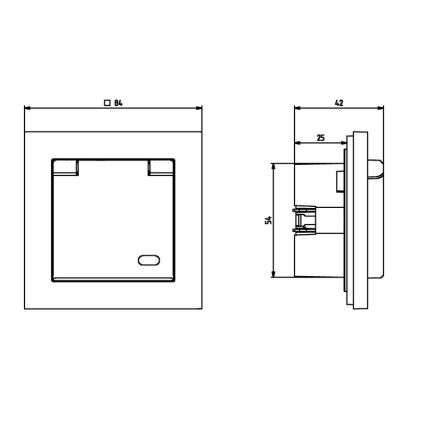 Ospel - Presa da esterno per uso domestico senza cornice 230V SONATA IP44 bianco/nero