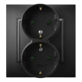 Ospel - Presa domestica doppia con cornice Schuko 230V ARIA nera