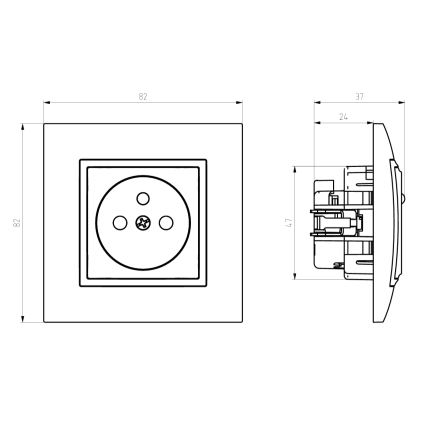 Ospel - Presa domestica senza cornice 230V + 1xUSB-A + 1xUSB-C ARIA nera
