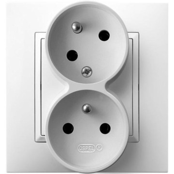 Ospel - Presa doppia da parete con cornice 230V ARIA bianca