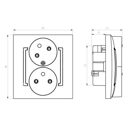 Ospel - Presa doppia da parete con cornice 230V ARIA bianca