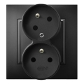Ospel - Presa doppia da parete con placca 230 V ARIA nera