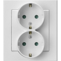 Ospel - Presa doppia da parete Schuko 230V con placca SONATA bianca