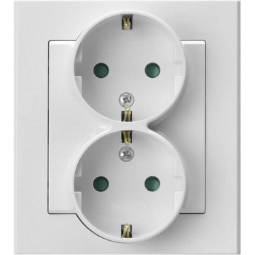 Ospel - Presa doppia da parete Schuko 230V con placca SONATA bianca