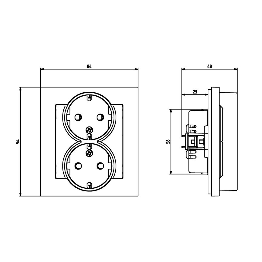 Ospel - Presa doppia da parete Schuko 230V con placca SONATA bianca