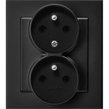 Ospel - Presa doppia domestica con cornice 230V SONATA nera