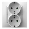 Ospel - Presa doppia domestica con placca SCHUKO 230V ARIA bianca
