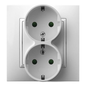 Ospel - Presa doppia domestica con placca SCHUKO 230V ARIA bianca