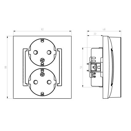 Ospel - Presa doppia domestica con placca SCHUKO 230V ARIA bianca