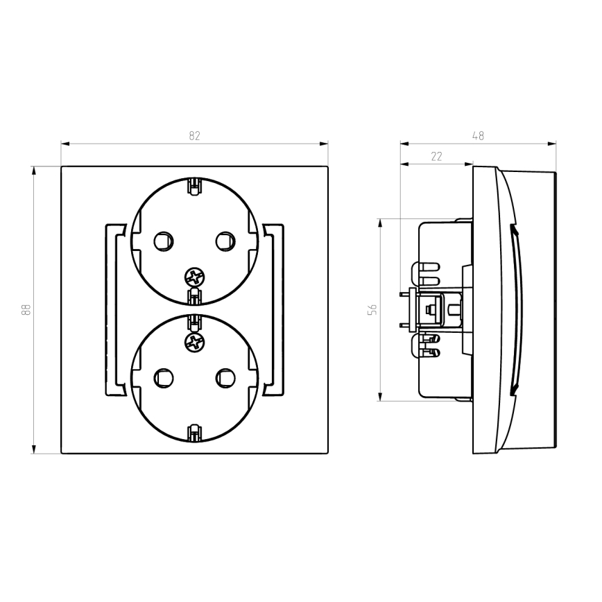 Ospel - Presa doppia domestica con placca SCHUKO 230V ARIA bianca