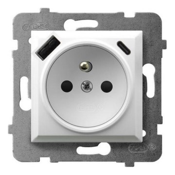 Ospel - Presa elettrica domestica senza cornice 230V + 1xUSB-A + 1xUSB-C ARIA bianca