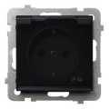 Ospel - Presa esterna domestica senza cornice Schuko 230V SONATA IP44 nera