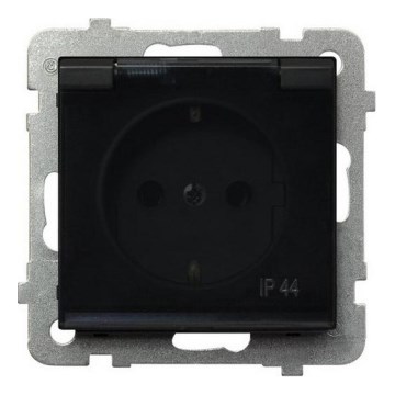 Ospel - Presa esterna domestica senza cornice Schuko 230V SONATA IP44 nera