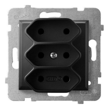 Ospel - Presa tripla domestica senza cornice EURO 230V ARIA nera