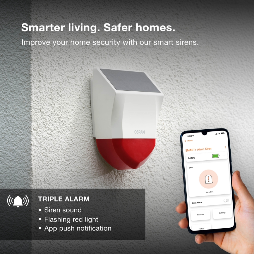 Osram - Allarme solare per esterni SMART+ 5V IP65 Wi-Fi