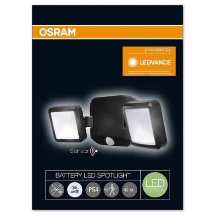 Osram - Applique a LED da esterno con sensore BATTERY 2xLED/10W/6V IP54